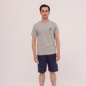 GL-10043 Grey Blue Cargo Long Short Suit Single Jersey