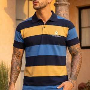 GL-10001 Black Mustard Blue Polo Shirt Pk Pure Cotton