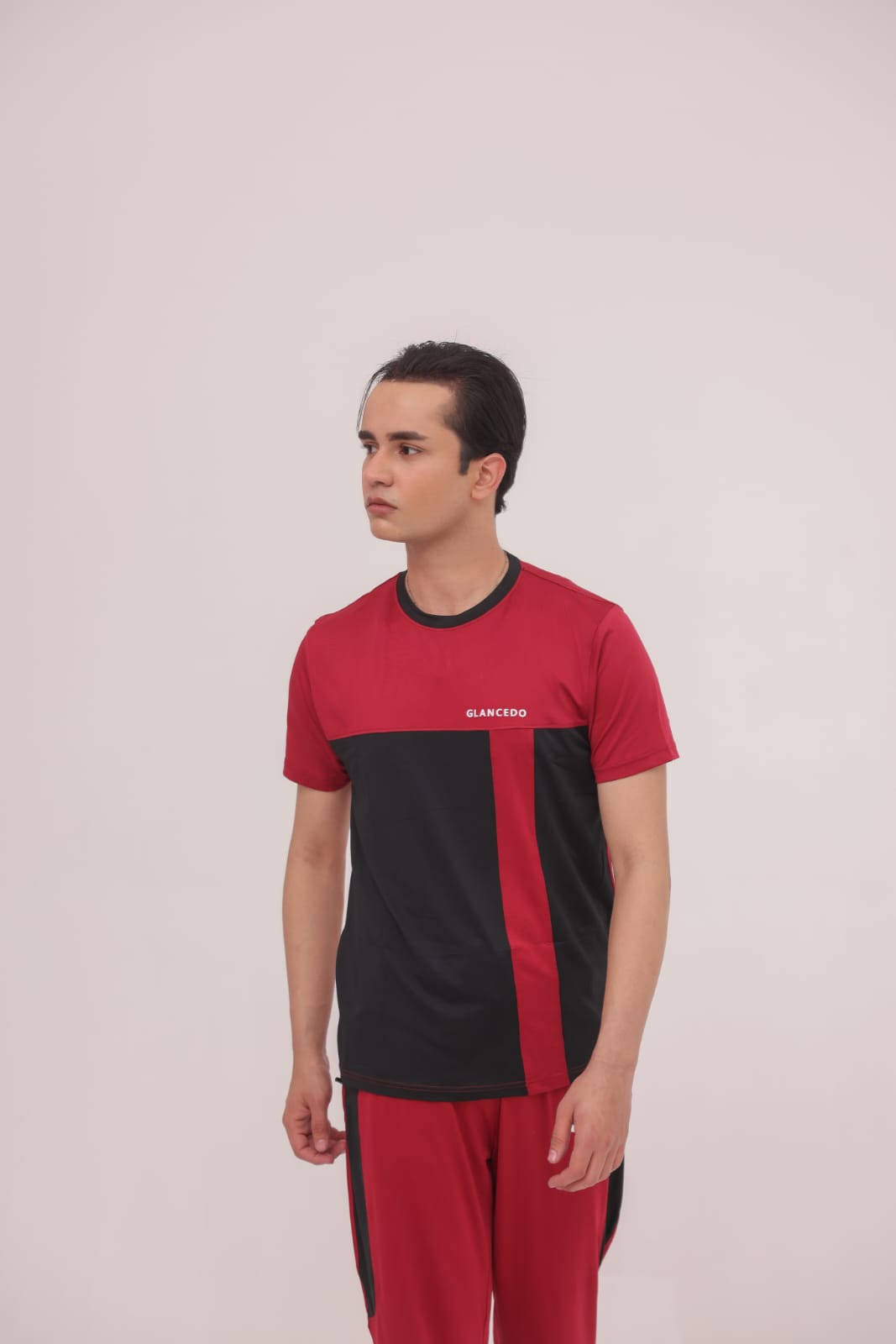 GL-10018 Maroon Black Stretchable Dri fit Tracksuit