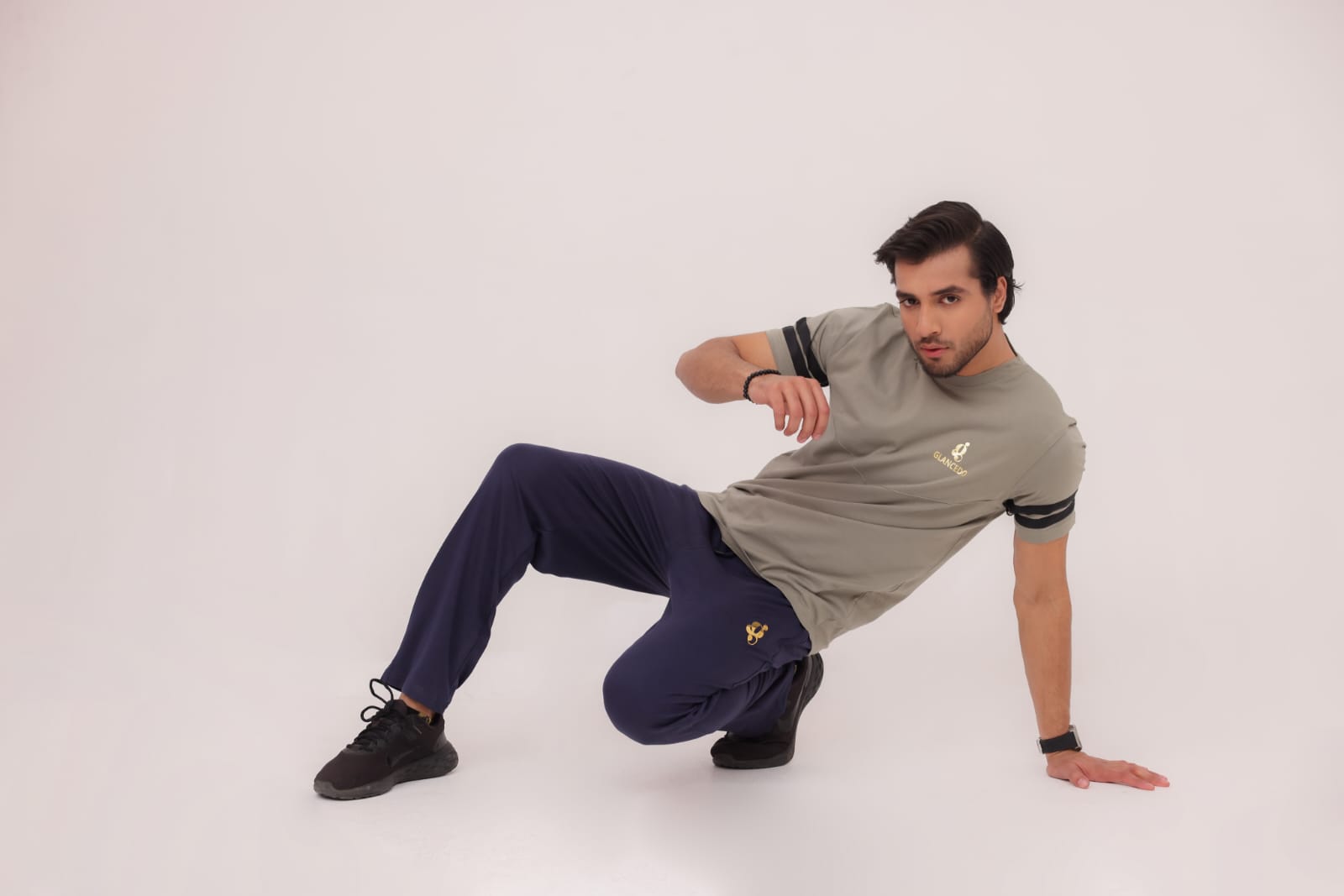 GL-10016 Contract Grey + Blue Single Jersey Tracksuit