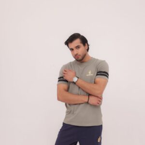 GL-10016 Contract Grey + Blue Single Jersey Tracksuit
