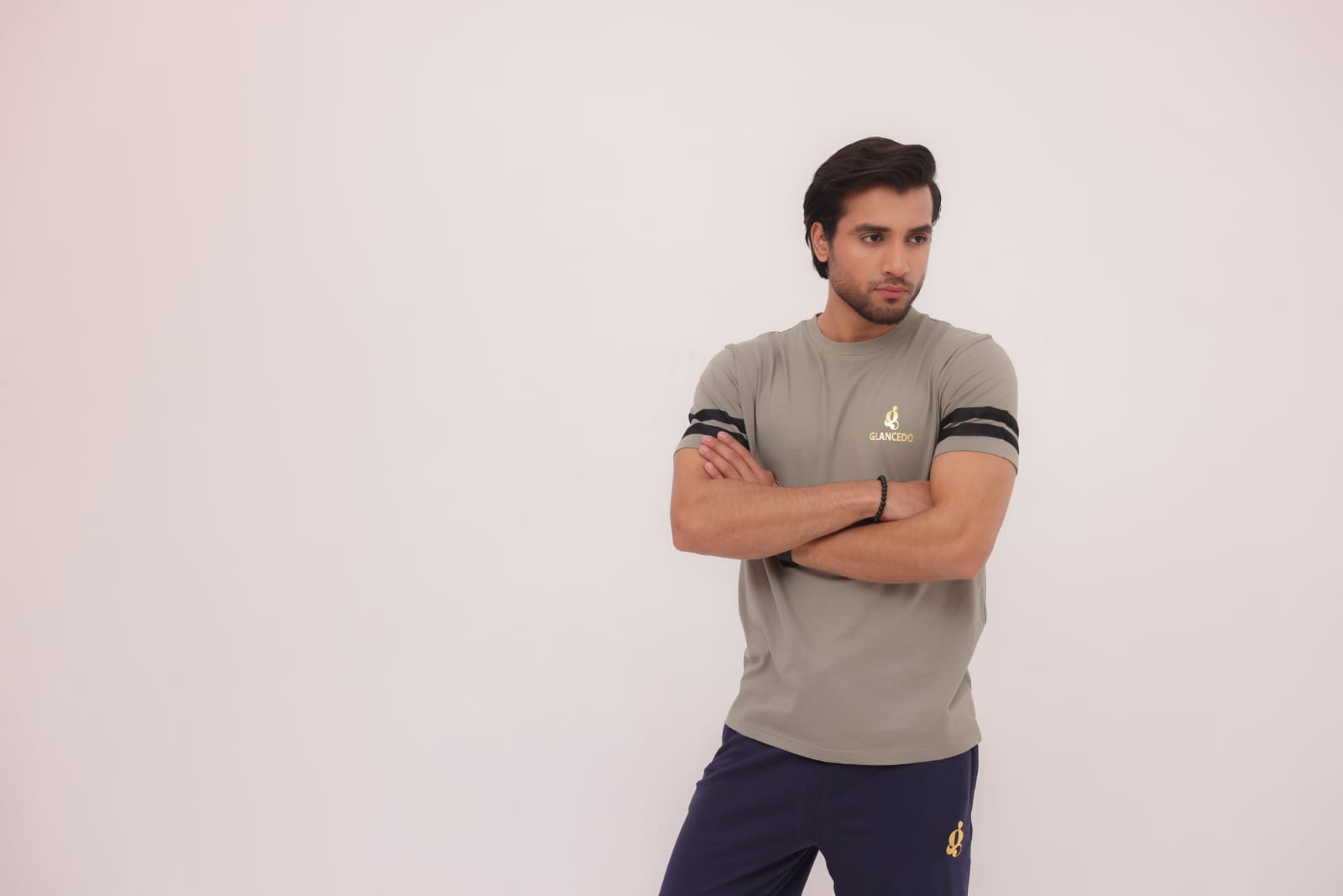 GL-10016 Contract Grey + Blue Single Jersey Tracksuit