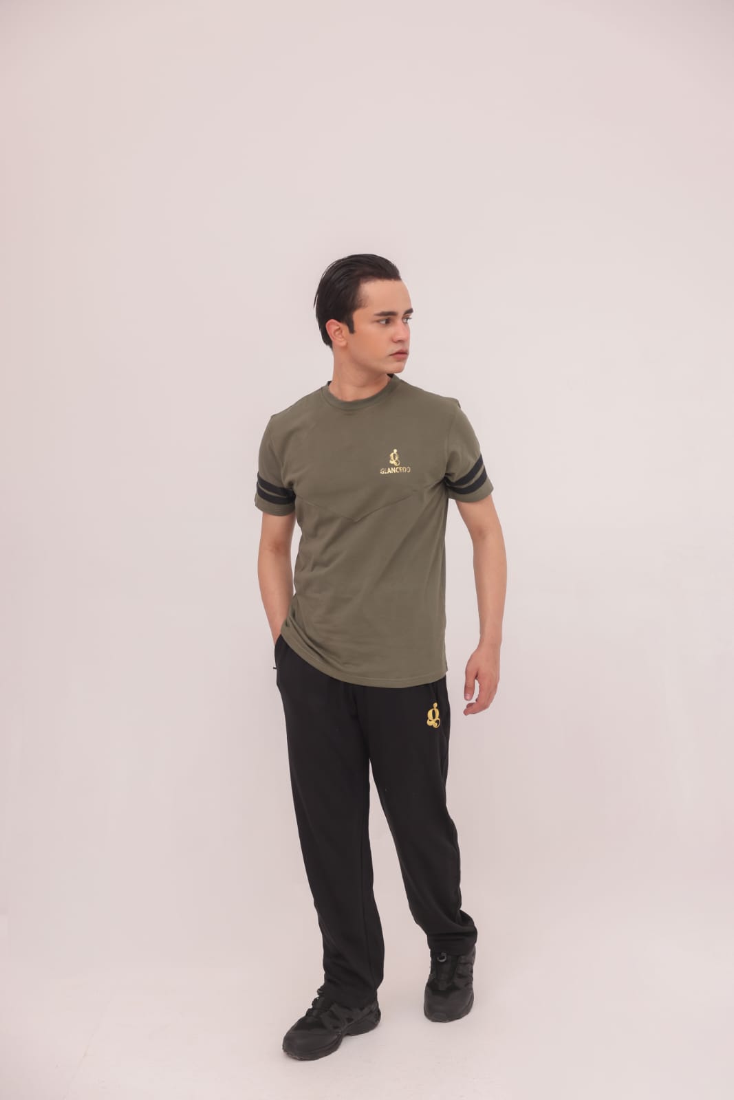 GL-10016 Sea Green Black Single Jersey Tracksuit