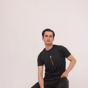 GL-1006 Golden+Black Stretchable Dri fit Tracksuit