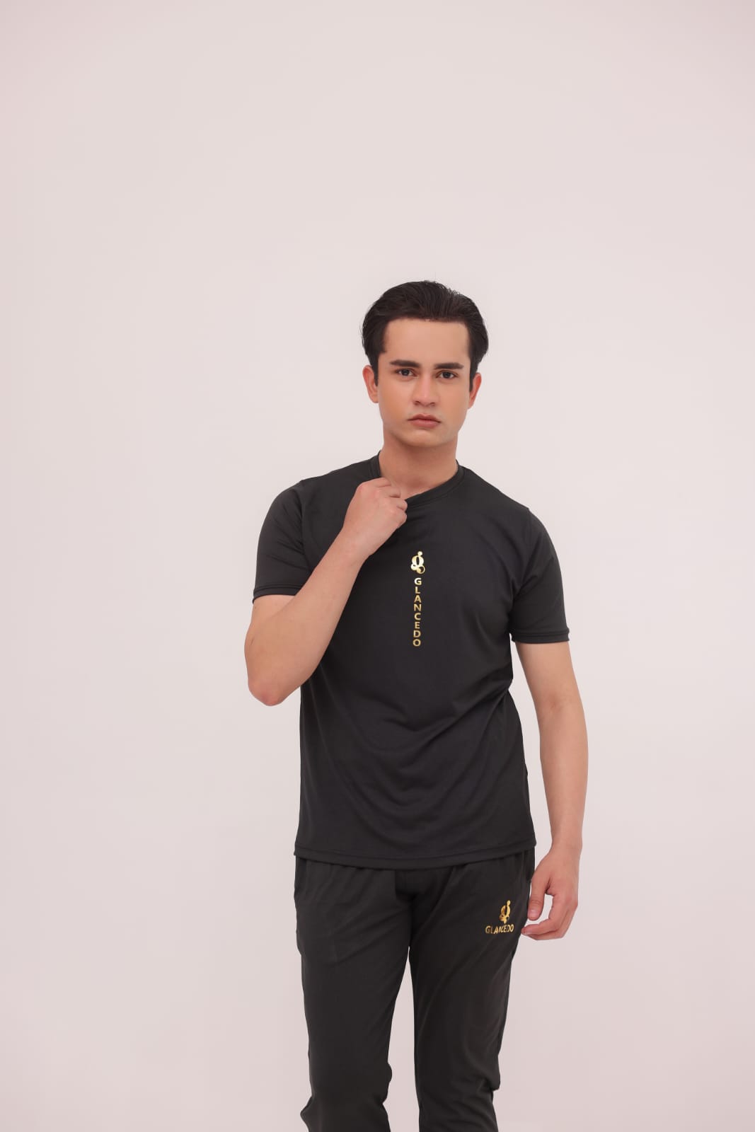 GL-1006 Golden+Black Stretchable Dri fit Tracksuit