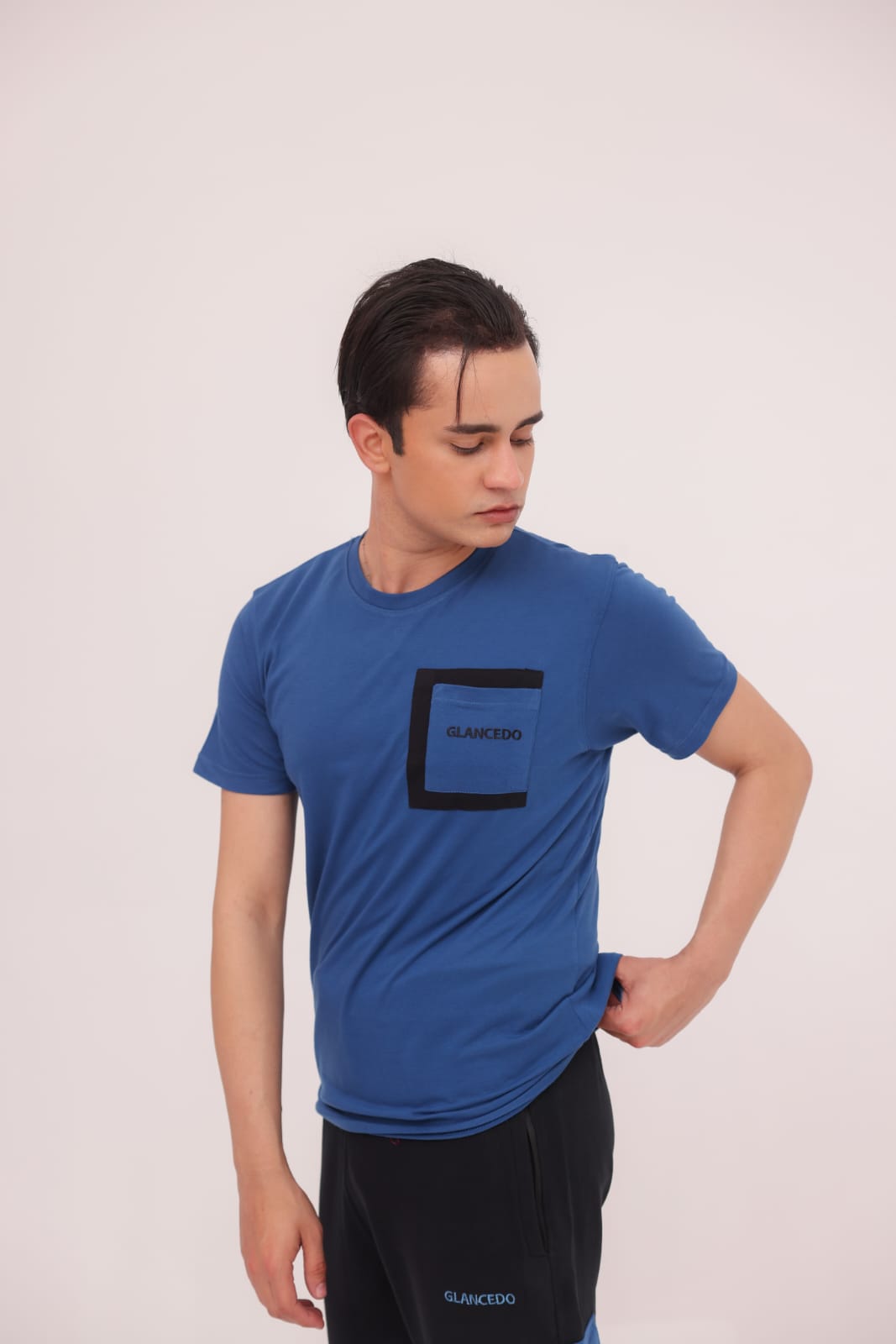 GL-10015 Blue + Black Fine Jersey tracksuit