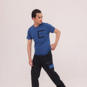 GL-10015 Blue + Black Fine Jersey tracksuit