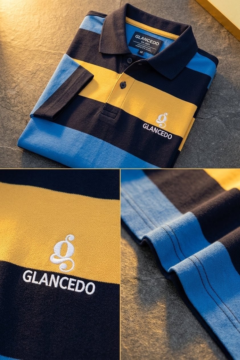 GL-10001 Black Mustard Blue Polo Shirt Pk Pure Cotton