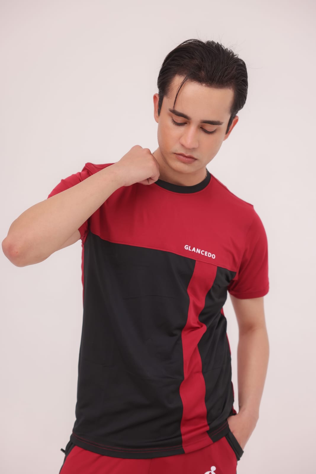 GL-10018 Maroon Black Stretchable Dri fit Tracksuit