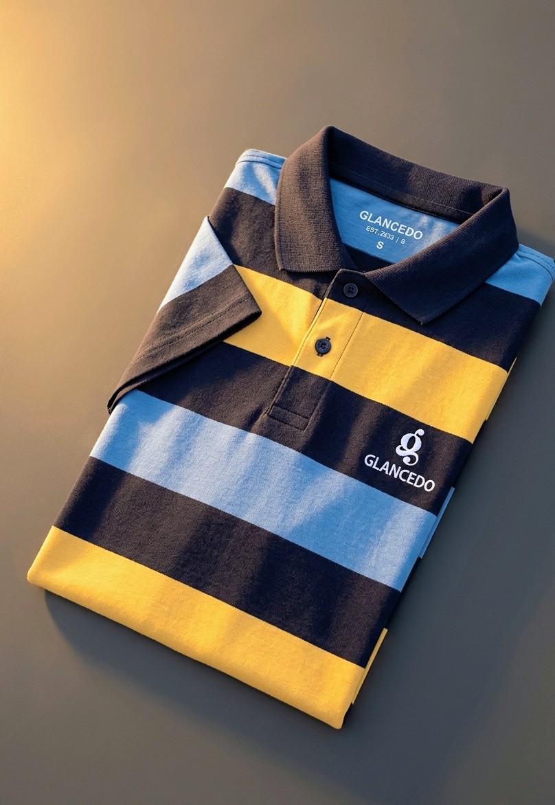 GL-10001 Black Mustard Blue Polo Shirt Pk Pure Cotton