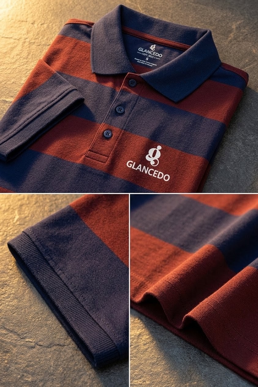 GL-10001 Blue Maroon Polo Shirt Pk Pure Cotton